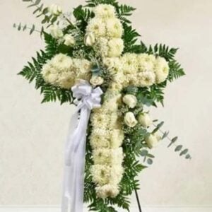 Peace & Love Standing Cross - White