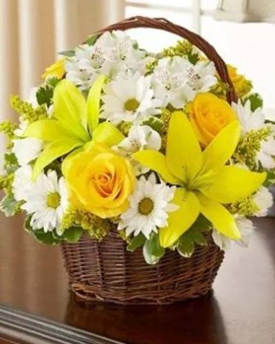 <p>When words alone are not enough, send a warm and thoughtful gesture that offers comfort and light. The Peace, Love & Hope Basket in yellow and white is a graceful expression of sympathy, designed to bring peace, remembrance, and heartfelt support to those who need it most.</p>
<p>This elegant arrangement features a comforting blend of yellow and white blooms, including roses, lilies, alstroemeria, daisy poms, mini carnations, and solidago. Accented with variegated pittosporum and myrtle, the flowers are beautifully arranged in a classic handled willow basket for a soft and natural presentation.</p>
<p>Perfect for sending to the home of grieving friends and family or directly to a memorial service, this basket symbolizes hope, love, and the peaceful memory of a cherished life. The yellow blooms express warmth and remembrance, while the white flowers reflect serenity and reverence.</p>
<p>Each Peace, Love & Hope Basket in yellow and white is handcrafted by expert florists with care and attention to detail. Same-day delivery is available throughout local communities, ensuring every arrangement arrives fresh and thoughtfully prepared.</p>
<p>Include a sympathy message at checkout to share your love and support. Let this comforting basket offer a moment of beauty and peace when it is needed most.</p>