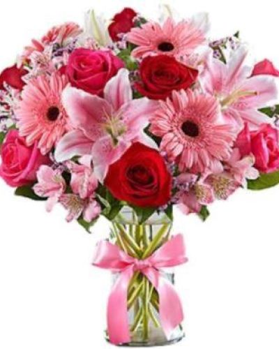 <p>Inspired by the timeless beauty of the European countryside, the Fields of Europe Romance Bouquet captures the essence of heartfelt emotion with a blend of elegance and natural charm. This romantic arrangement combines soft pink and rich red blooms to create a gift that speaks straight from the heart.</p>
<p>Featuring an artful mix of vibrant pink and red flowers, each bouquet is thoughtfully arranged in a clear glass vase and finished with an elegant ribbon. The design reflects the beauty of a fresh-picked garden and offers a classic, sophisticated way to show someone just how much they mean to you.</p>
<p>Ideal for anniversaries, romantic milestones, or simply saying “I love you,” this bouquet offers a floral experience that expresses warmth, devotion, and lasting affection.</p>
<p>Every arrangement is handcrafted by expert local florists using fresh, seasonal blooms. Some flowers may arrive in bud form to preserve their longevity and allow the full beauty to unfold over time. Local delivery is available to ensure your gift arrives fresh and perfectly presented.</p>
<p>Send the Fields of Europe Romance Bouquet to share your love with timeless grace and heartfelt style.</p>