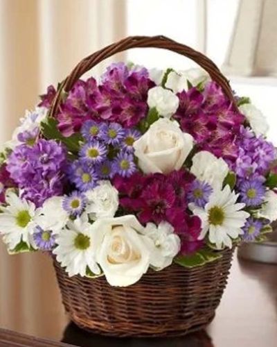 <p>When someone you care about is grieving, the right gesture can offer both comfort and quiet strength. The Peace, Love & Hope Basket in lavender and white brings together soft, serene blooms to create a tender expression of sympathy and remembrance. Its gentle palette and graceful design speak volumes when words are hard to find.</p>
<p>This thoughtfully arranged basket features a blend of lavender roses, fragrant stock, white alstroemeria, daisy poms, mini carnations, and delicate monte casino. Variegated pittosporum and fresh myrtle add texture and balance, enhancing the peaceful tone of the piece. Hand-designed in a charming handled basket, it’s a fitting tribute to someone whose memory will always bring light.</p>
<p>With its soothing colors and fresh floral fragrance, this arrangement is ideal for sending condolences to a grieving family’s home or as a heartfelt tribute at a memorial service. The lavender and white hues represent peace, reverence, and hope—making this gift a beautiful way to honor a life well lived.</p>
<p>Each basket is crafted with care and compassion by expert florists. Same-day delivery is available for sympathy flowers throughout the local area, ensuring your message is handled with professionalism and heartfelt attention.</p>
<p>Include a thoughtful message at checkout to personalize your gift. The Peace, Love & Hope Basket in lavender and white helps you show you are thinking of them—offering love, hope, and a gentle reminder they are not alone.</p>